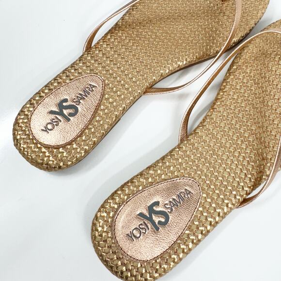Yosi Samra Flip Flops Thong Sandals Woven Metallic Rose Gold Beach Pool Womens 9 - Picture 3 of 6